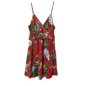 Everly Red Floral Ruffled Mini Dress Womens S Summer Sundress Girly Tropical